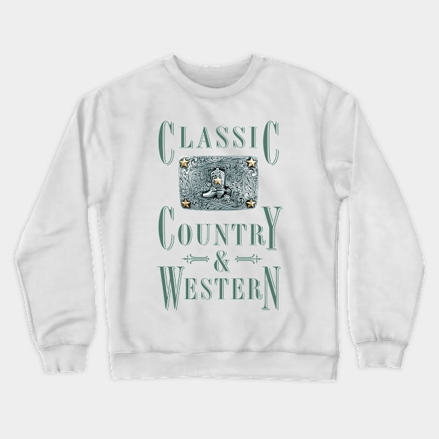 Cowboy Boot - Classic Country and Western Belt Buckles Crewneck Sweatshirt by PLAYDIGITAL2020